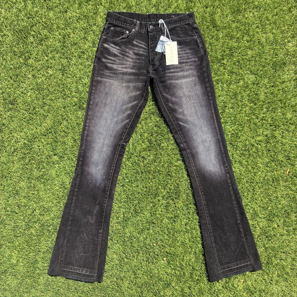 MNML B576 Men's Rocker Flare Jeans 30x34 Faded Black Washed Denim New With Tags